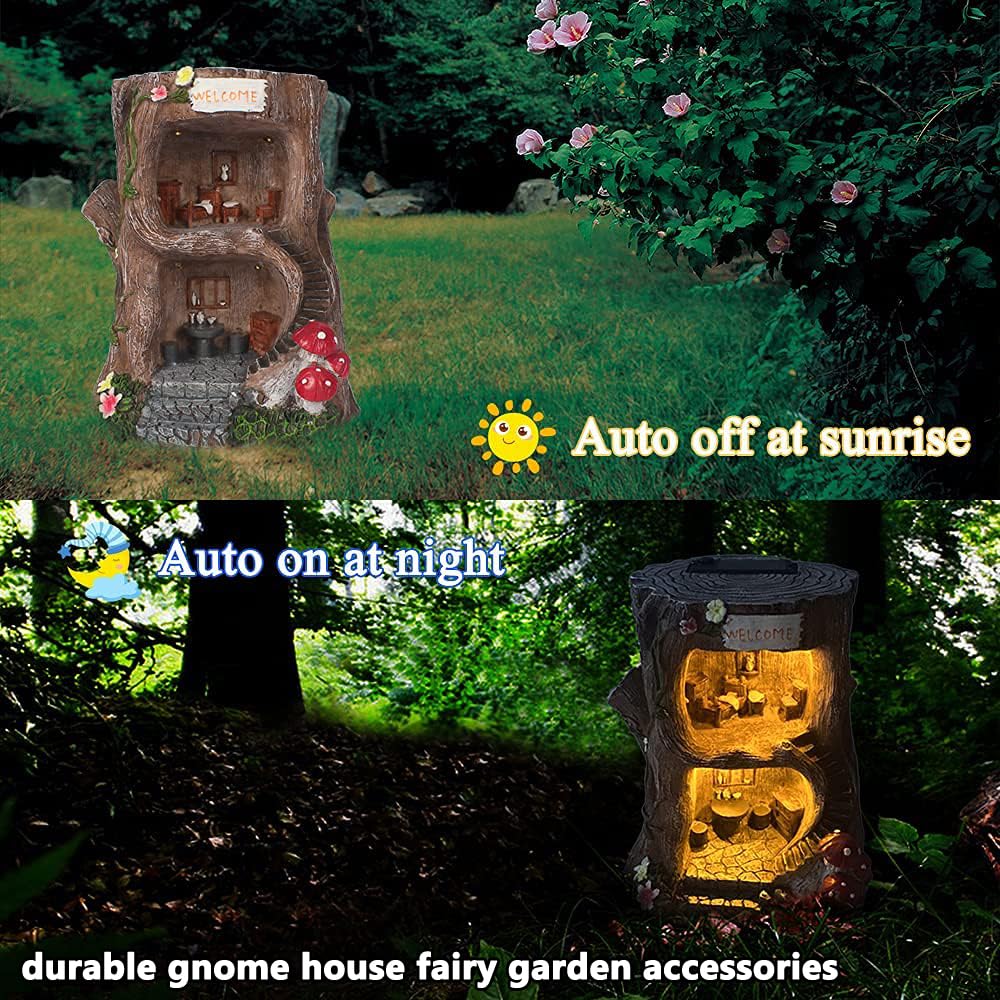 BEXLEYBAY two-story garden gnome house adds imaginative staging near plants