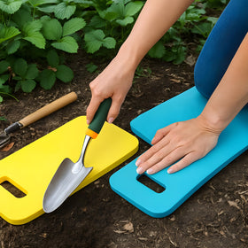 Bexter 2-pack kneeling pads in use for gardening and cleaning tasks.