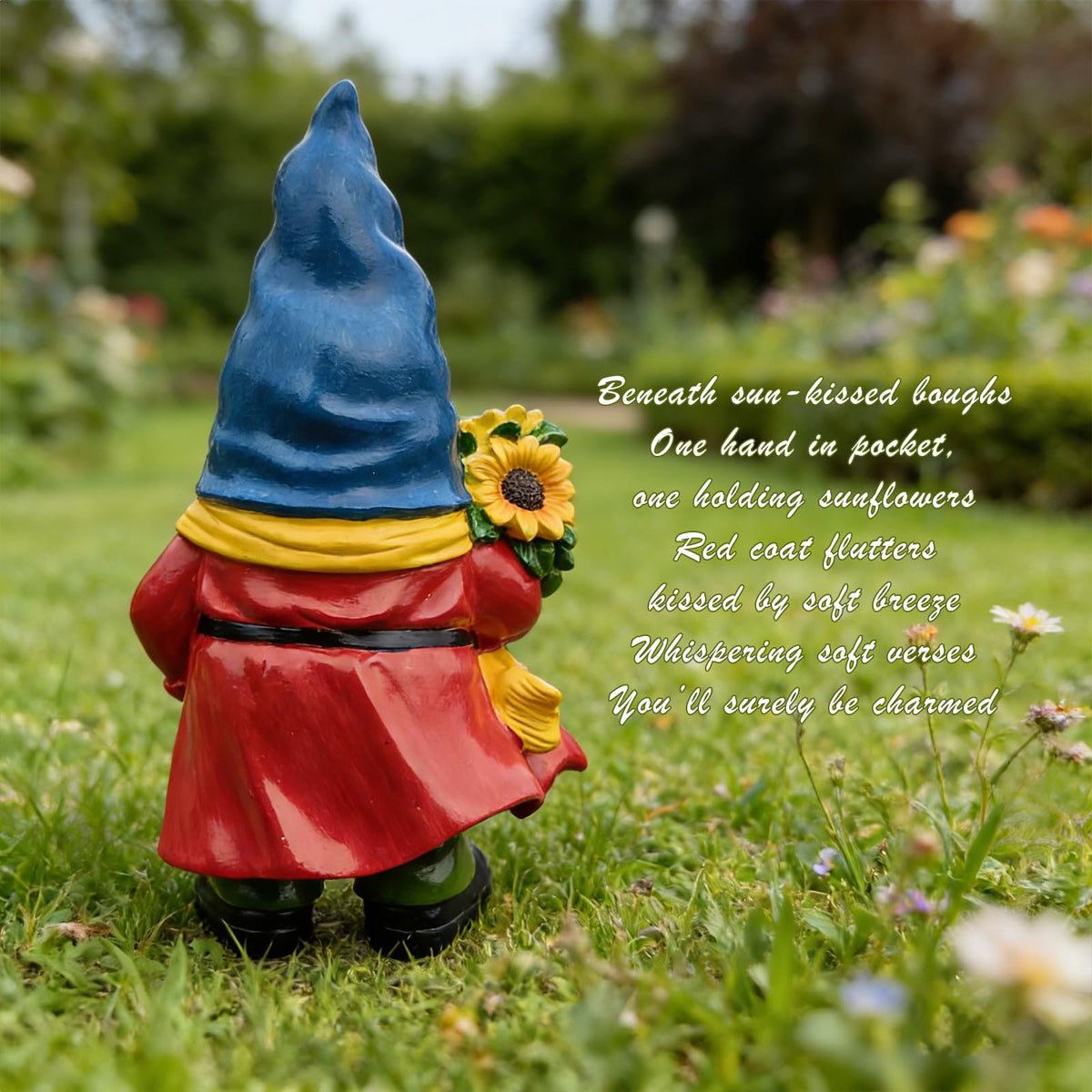 Bezseili hand-painted gnome beard showcases craftsmanship and charm for outdoor display.