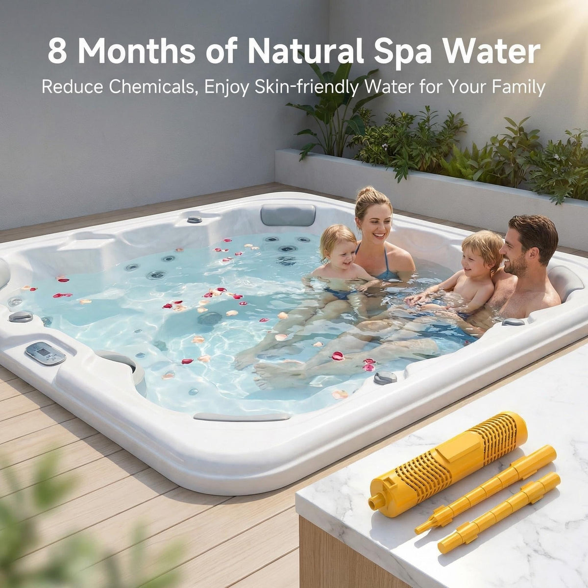BFJOG hot tub mineral stick demonstrates maintenance-friendly water treatment in spa