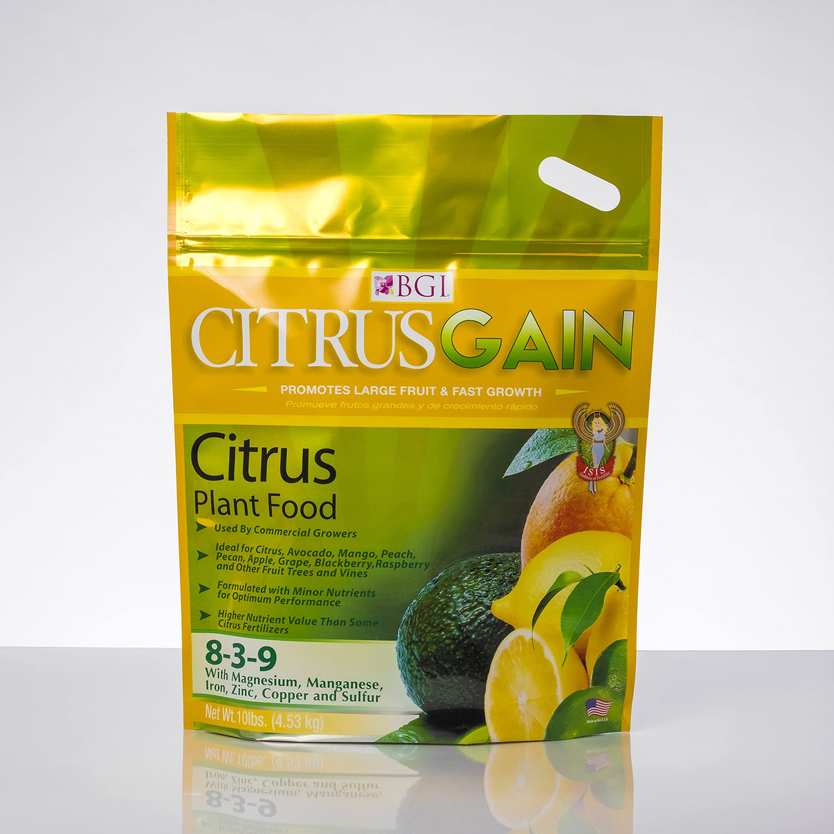 BGI Fertilizers CitrusGain bag ready for nourishing citrus trees with balanced nutrients.