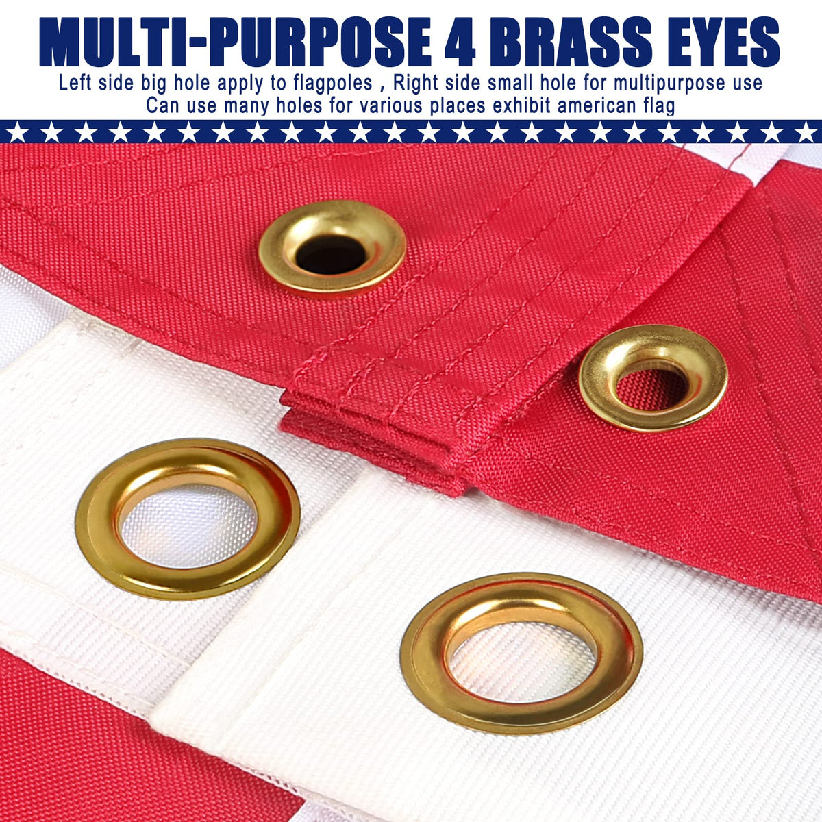BGTXCZ flag with four brass eyelets for easy hanging.