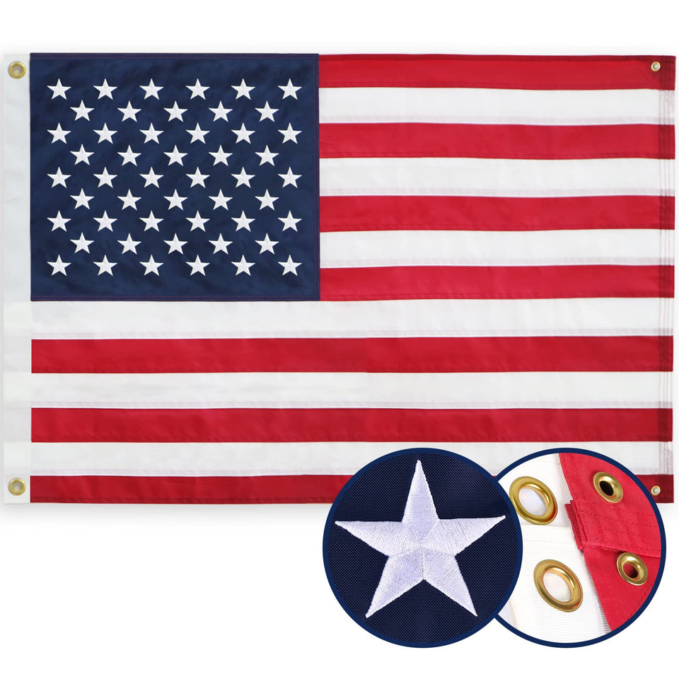 BGTXCZ American flag 3x5 ft with embroidered stars for durable outdoor display.