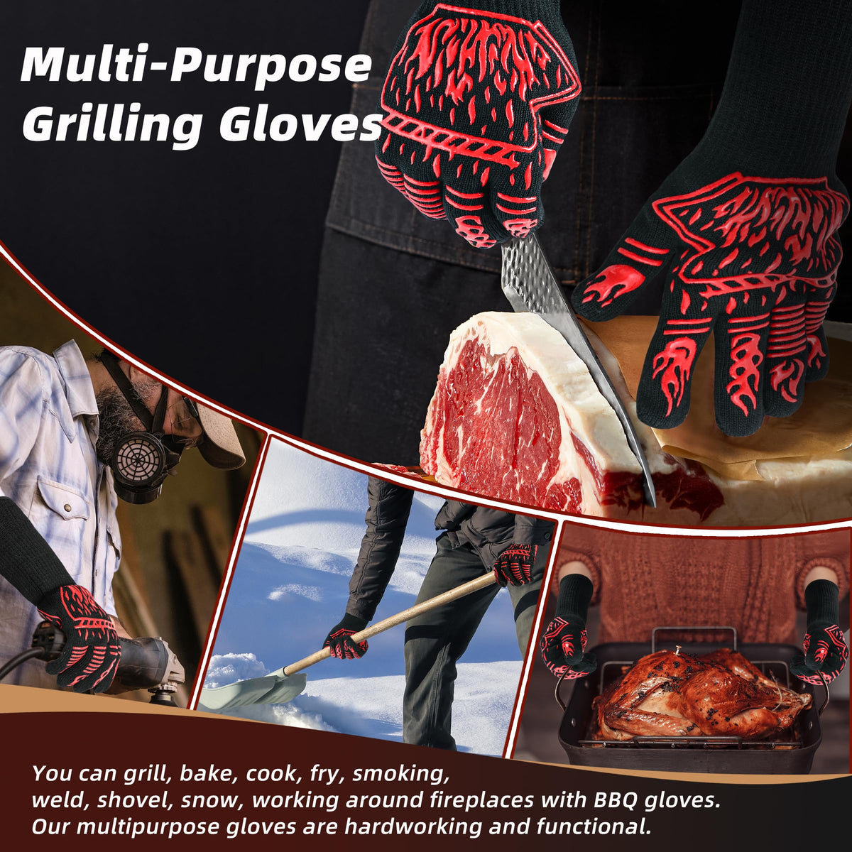 BHYTAKI one-size-fits-all gloves with flexible wrist for universal fit.