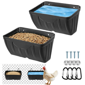 Bi Fujian chicken feeder waterer hanging setup keeps feed tidy for poultry