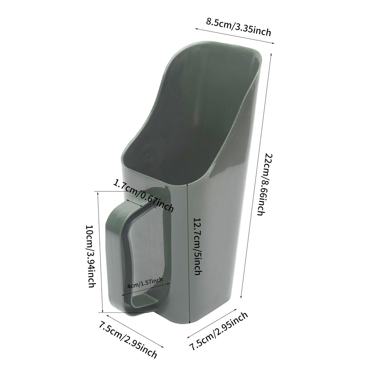 Bibabala garden shovel army green, side view, versatile tool for digging, soil turning, and potting.