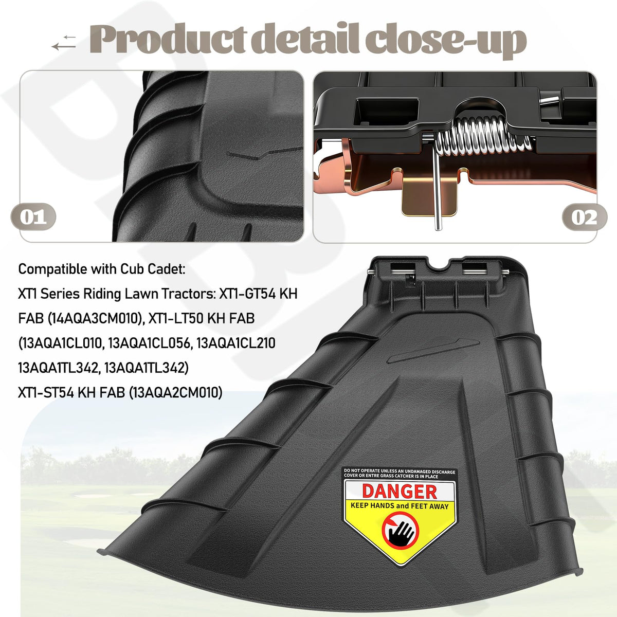BIBIJIE 631-07619 side discharge deflector chute for Cub Cadet ZT1 keeps debris away from the operator.