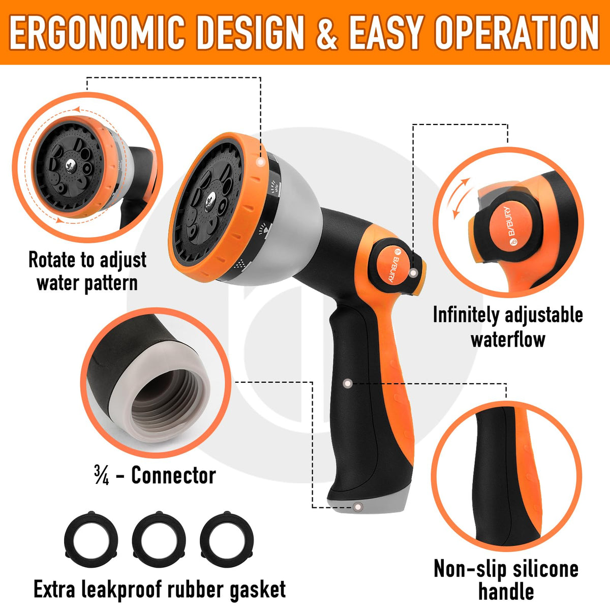 Bibury ergonomic grip for comfortable extended watering sessions