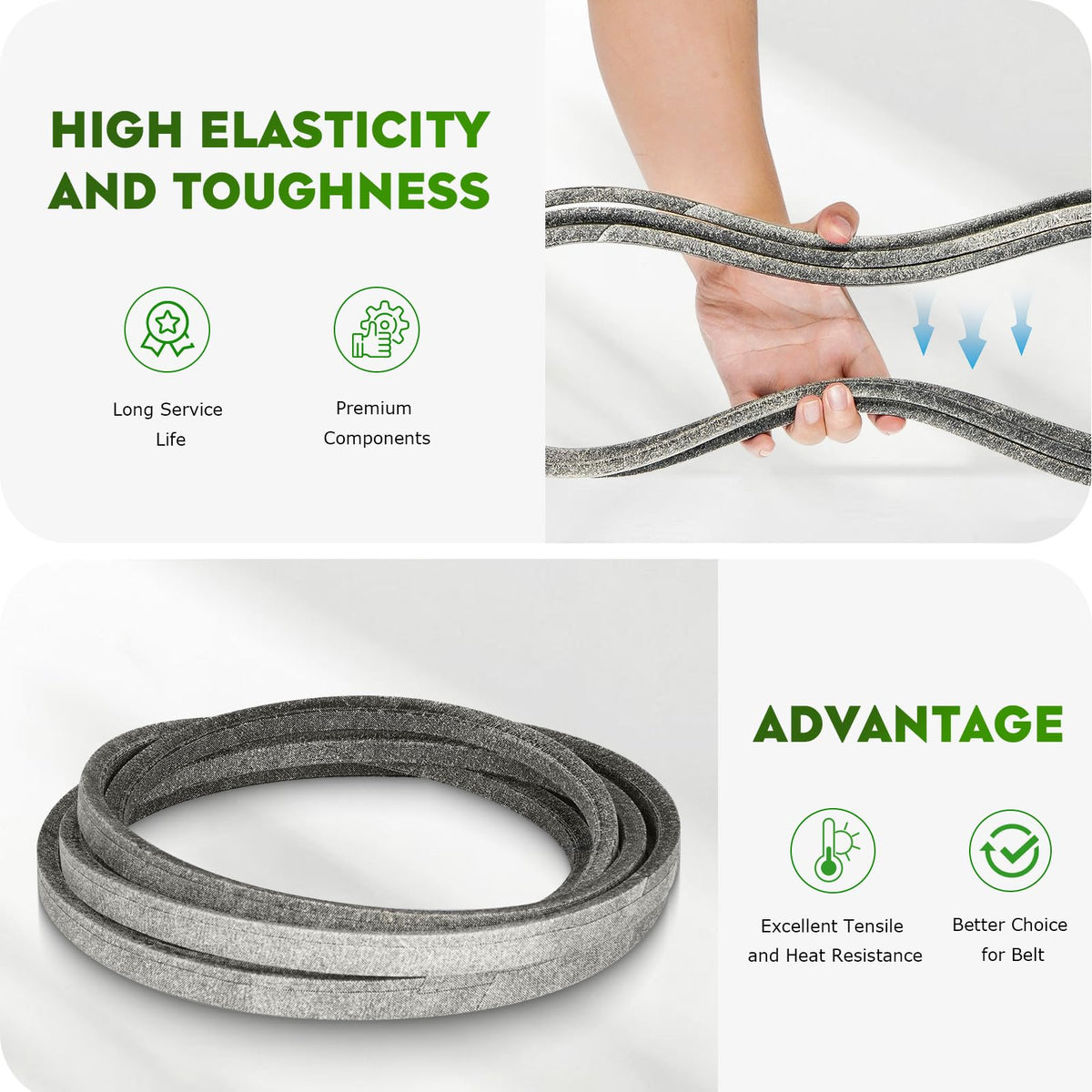 Bicentpla aramid cord belt close-up shows strong fibers.