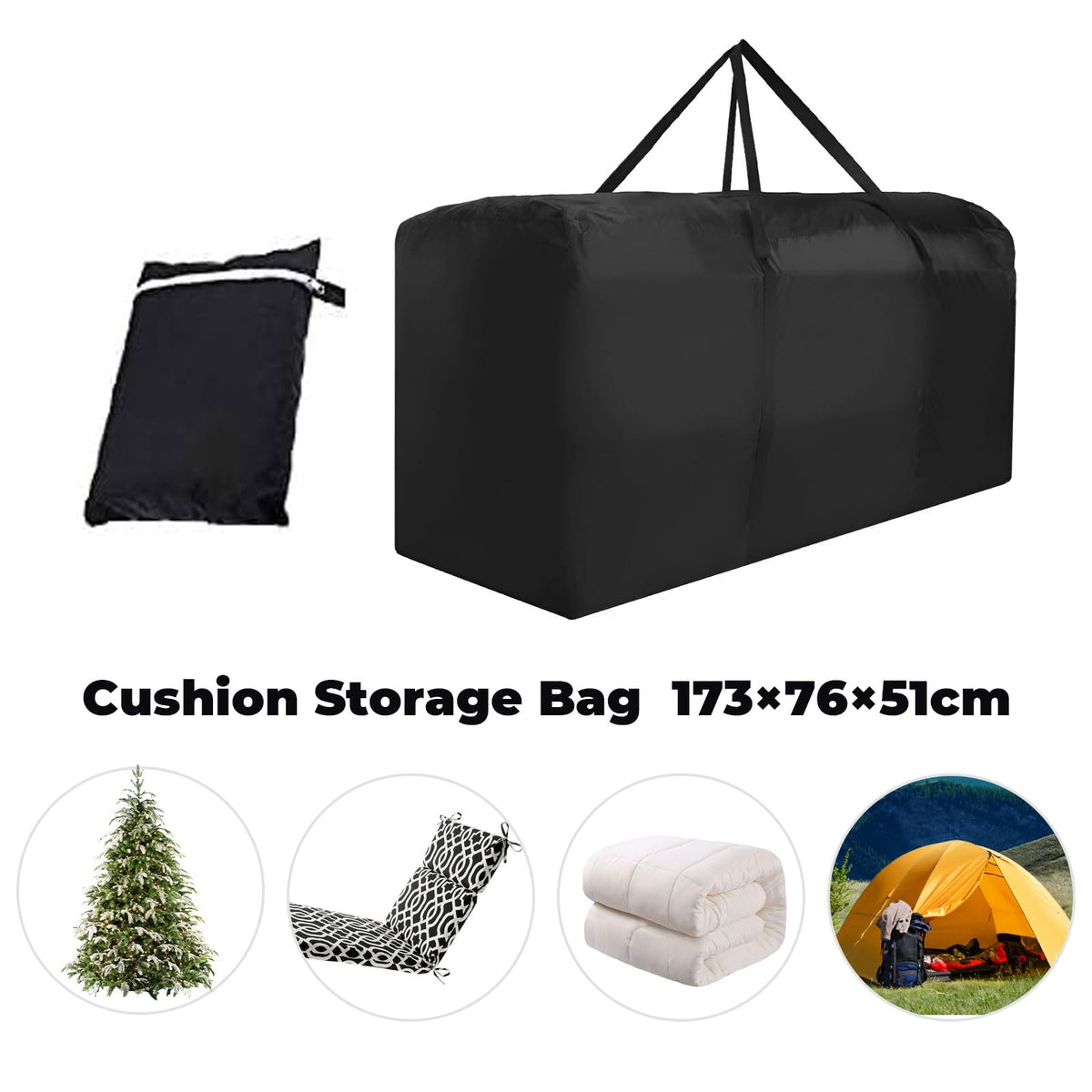 Bicherub patio cushion storage bag with full zipper for secure outdoor storage
