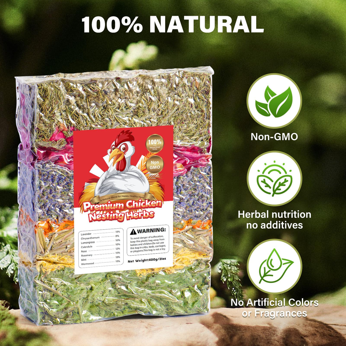 Bicrown nesting-box freshness from herb mix creates a calmer resting space.