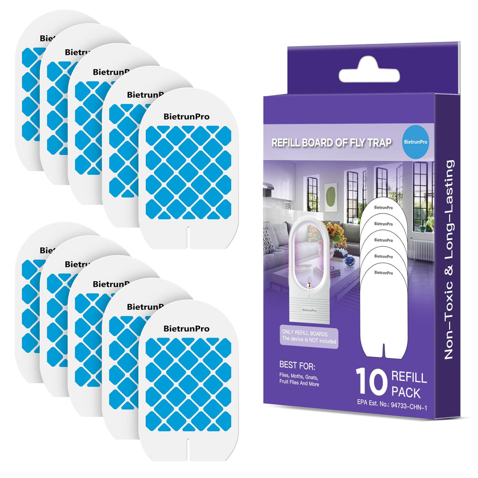 BietrunPro fly trap refill pack for indoor use with FCZZ-01, high-adhesion boards