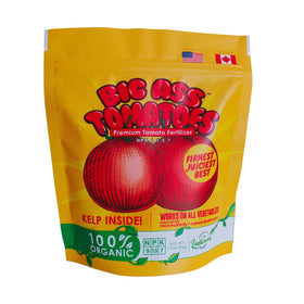 Big A Tomato Premium Organic Fertilizer with Kelp bottle boosts tomato vigor and flavor