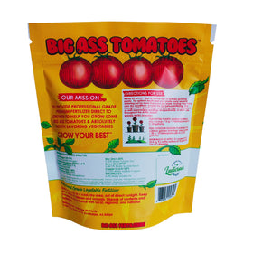 Big A Tomato label shows kelp and organic nutrients supporting healthy growth