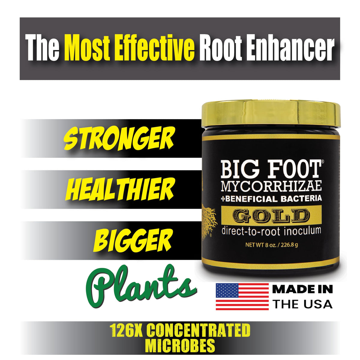Big Foot Gold root growth emphasizes healthier root systems.