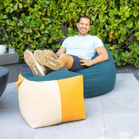 Close-up of Sunmax fabric on Big Joe Patio Square Ottoman showing weatherproof texture