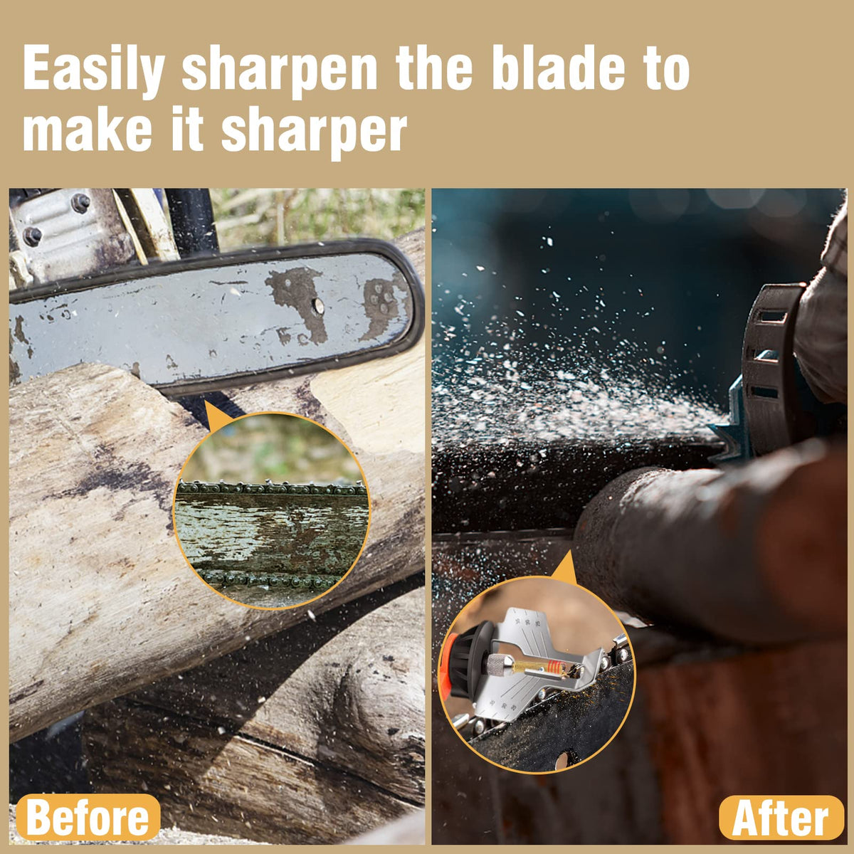 Biggun titanium-plated 7/32in wheel sharpener for larger chainsaw teeth.