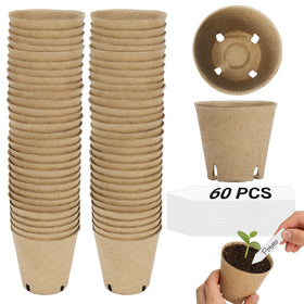 Bigivaca 60-pcs peat pots with drainage holes for seedlings