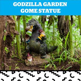 BigMouth Inc Godzilla garden gnome statue, side view, a bold conversation starter for patios.