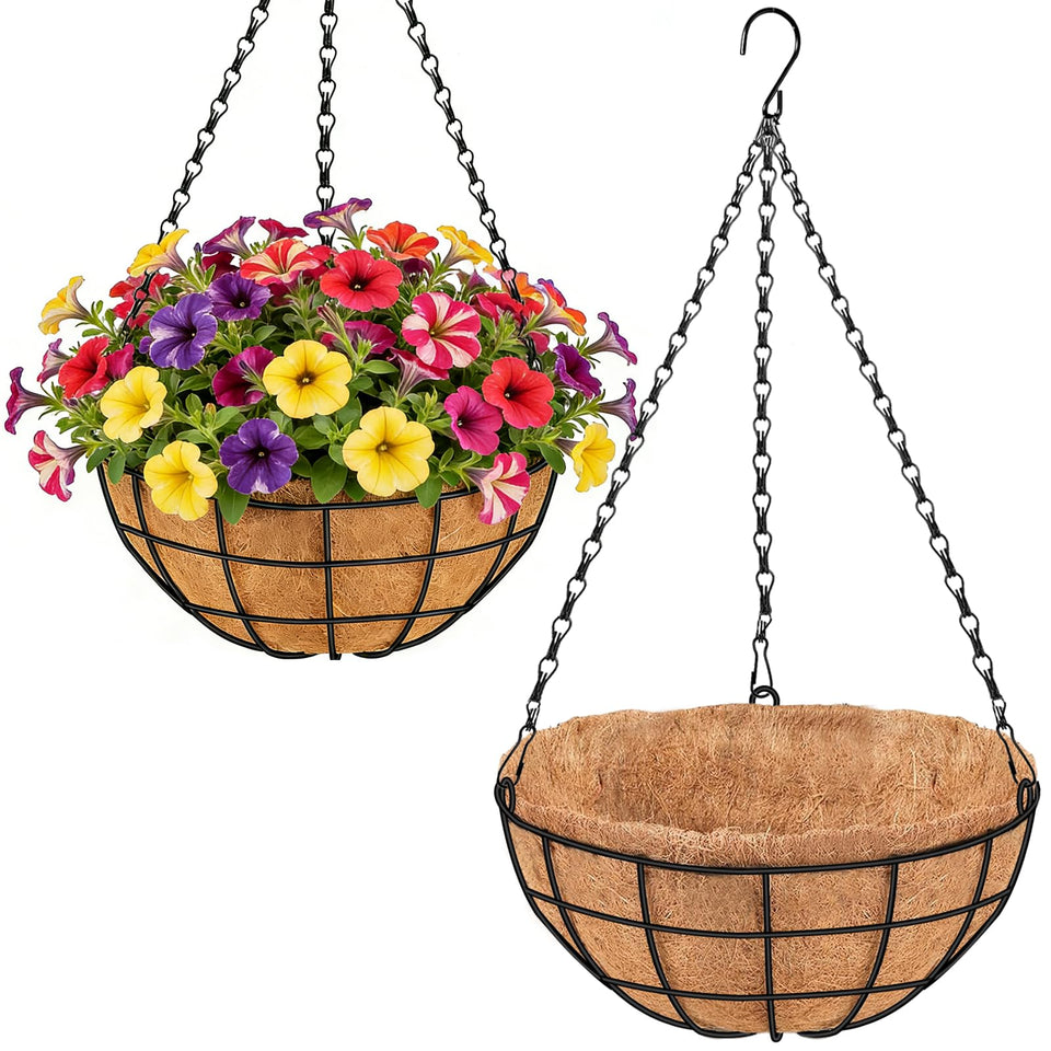 BIGNEWWANG 16-inch hanging planter front view with ample soil for thriving plants