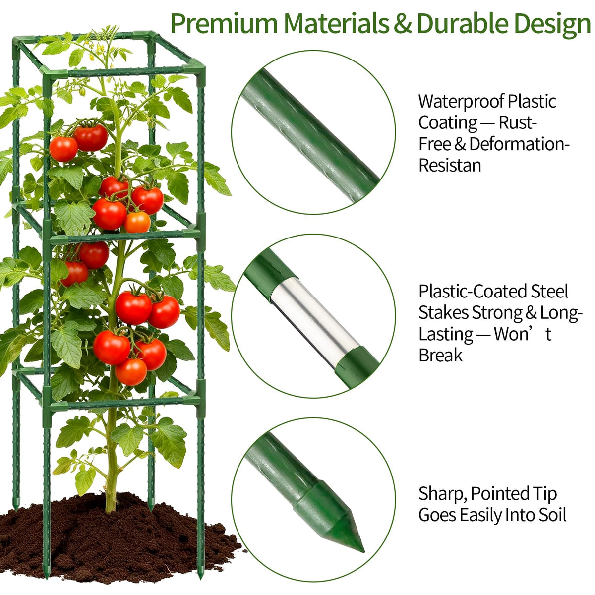 BIGNEWWANG square tomato cage 14.5-inch offers spacious plant support.