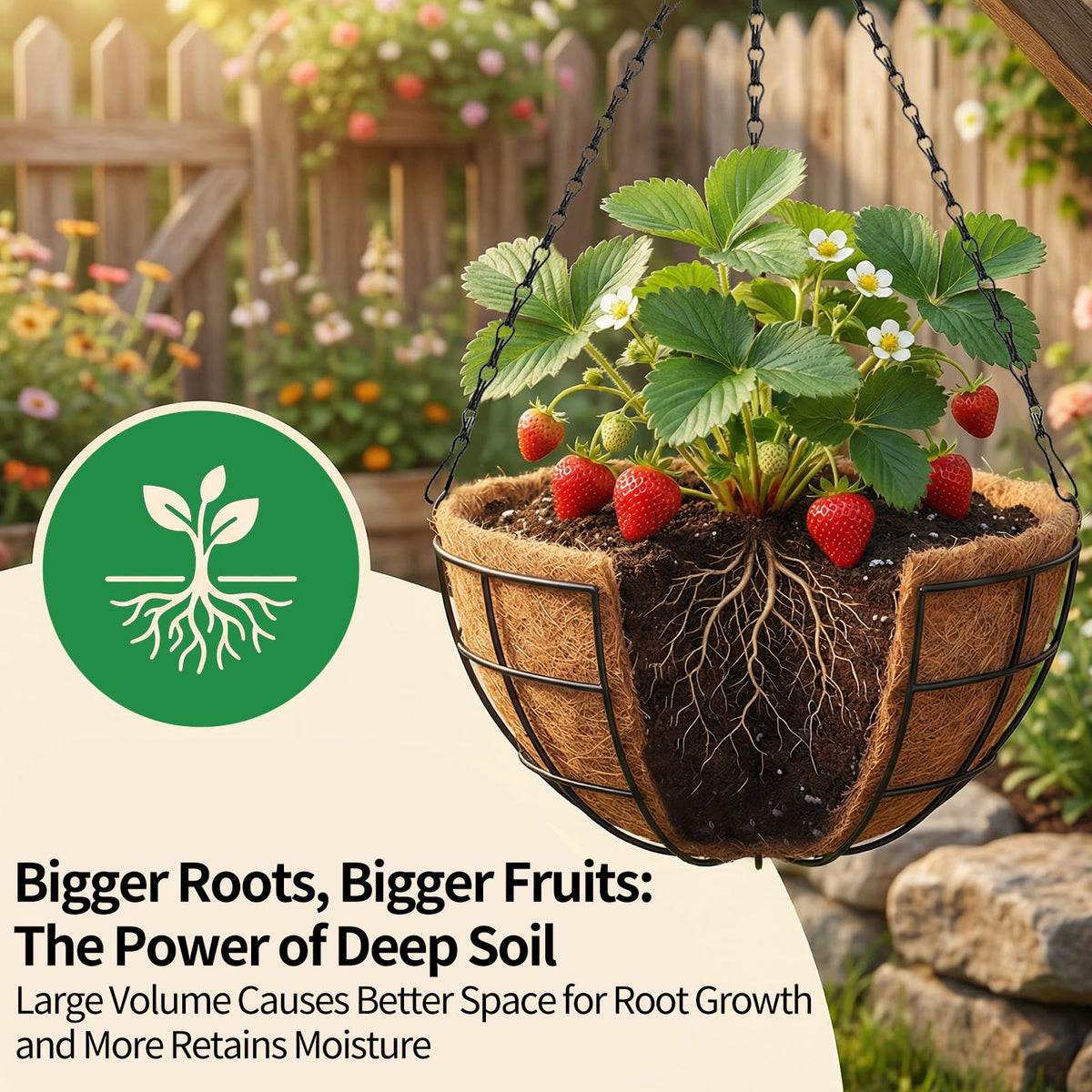 BIGNEWWANG thick coco coir liner closeup retaining moisture for longer watering intervals