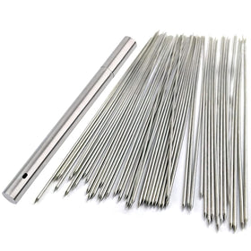 BigOtters 13.4 inch skewers stored in metal tube for portable use.