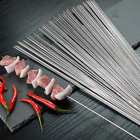 BigOtters metal skewers closeup in stainless steel.