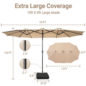 Powder-coated steel pole and rust-resistant ribs bolster outdoor durability.