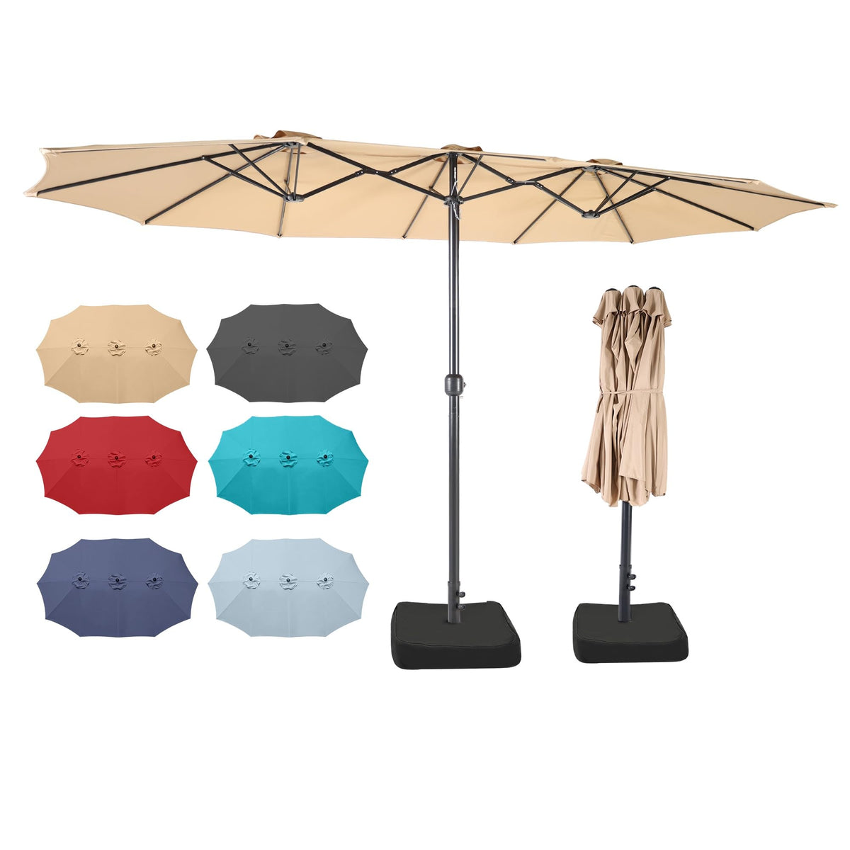 Terylene fabric on Bigroof umbrella offers UV protection and weather resistance.