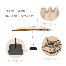 Top ventilation on the Bigroof umbrella improves airflow and stability.