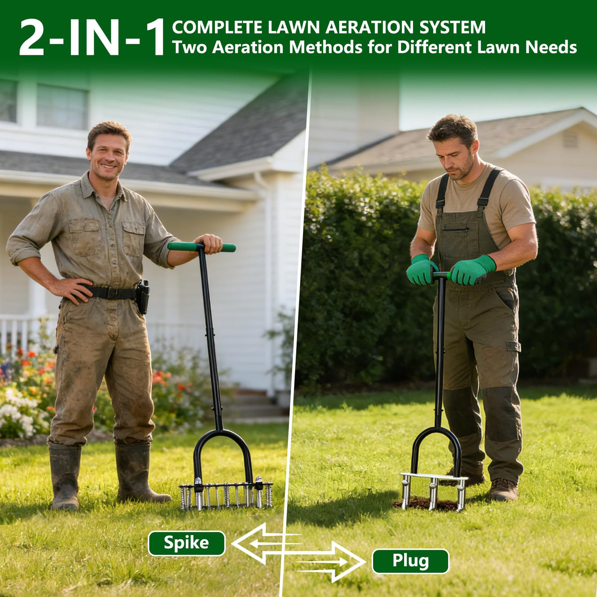 Bigwish 2-in-1 lawn aerator plug core head for deep core aeration.