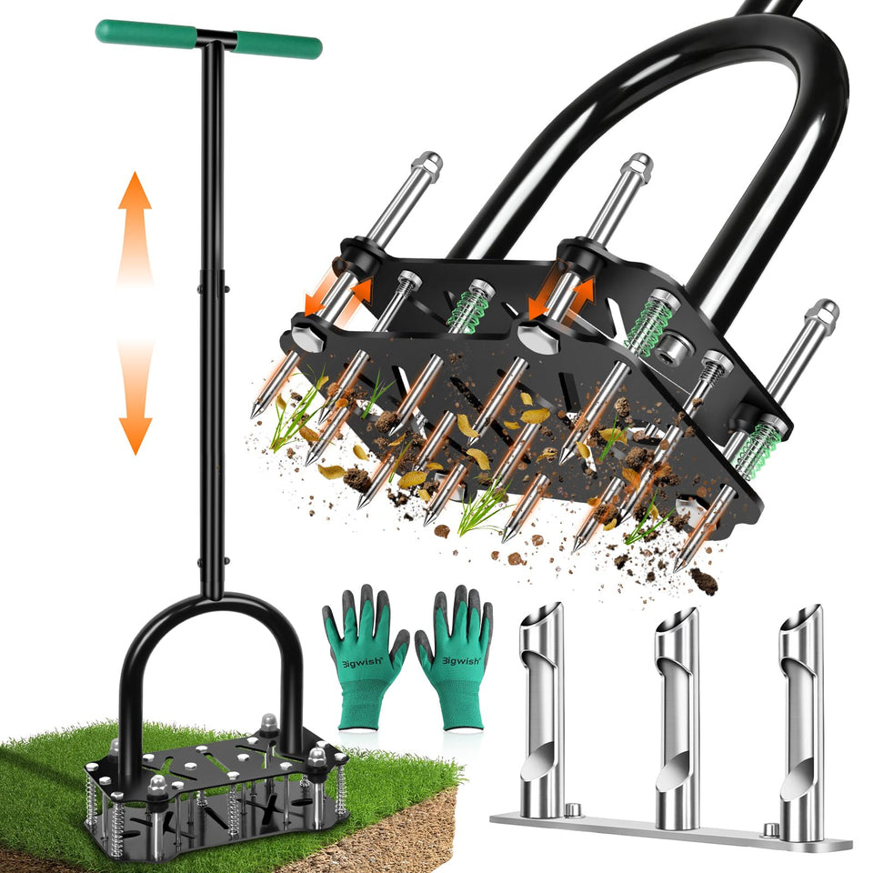 Bigwish 2-in-1 lawn aerator spike head for soil loosening and better airflow.