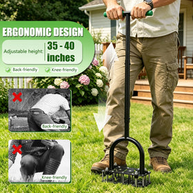 Bigwish 4x4 spike pattern covers ground quickly during aeration.
