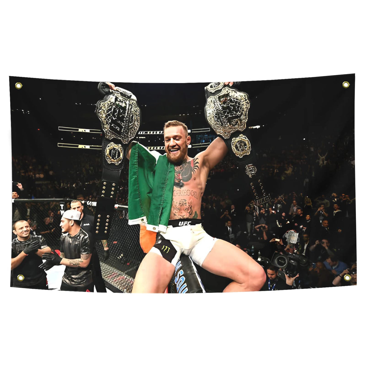 BIiaiue Conor McGregor flag with brass grommets for durable wall display.