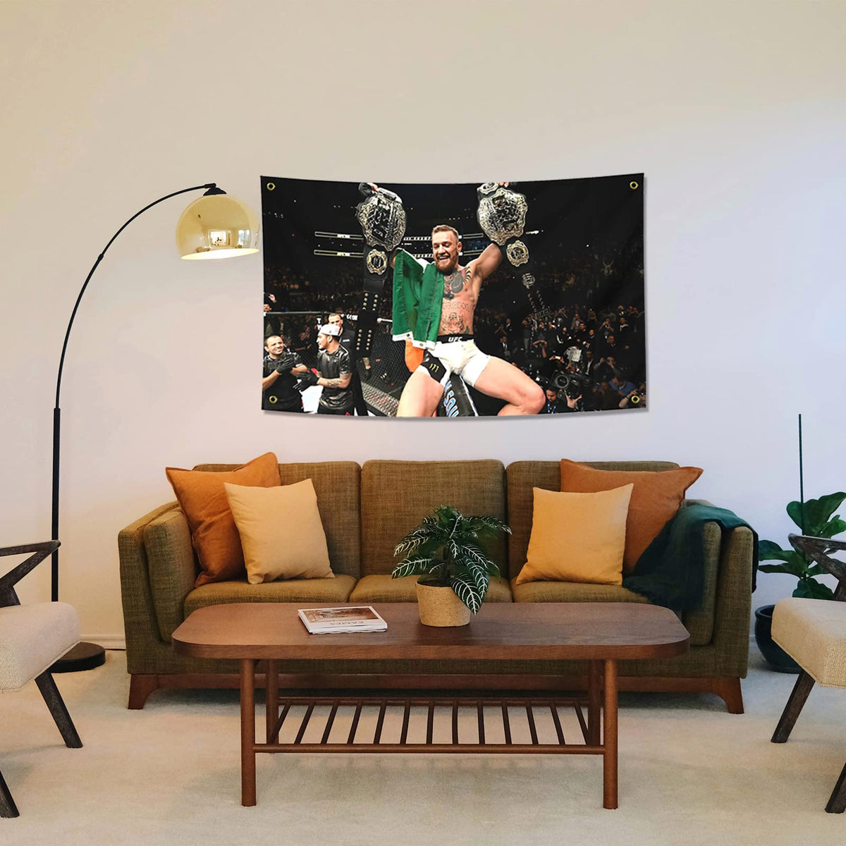BIiaiue Conor McGregor flag in vivid print enhances home or office decor.