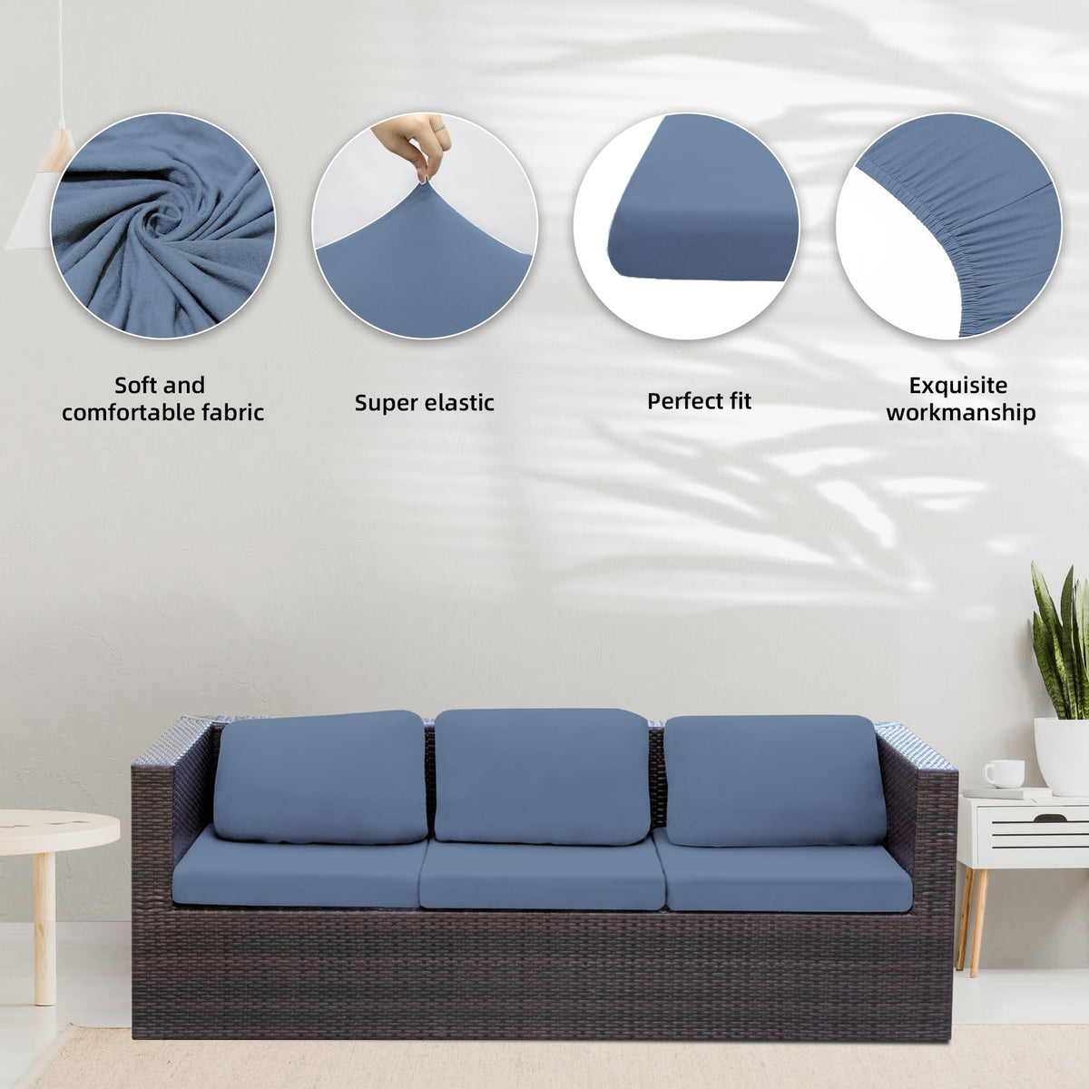 BIETYONE outdoor cushion cover grey blue adds color and guards against stains