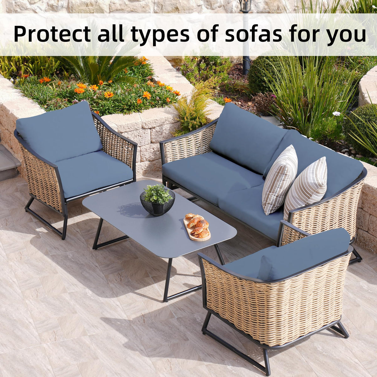 BIETYONE 8pc cushion covers adapt to different cushion sizes with elasticity