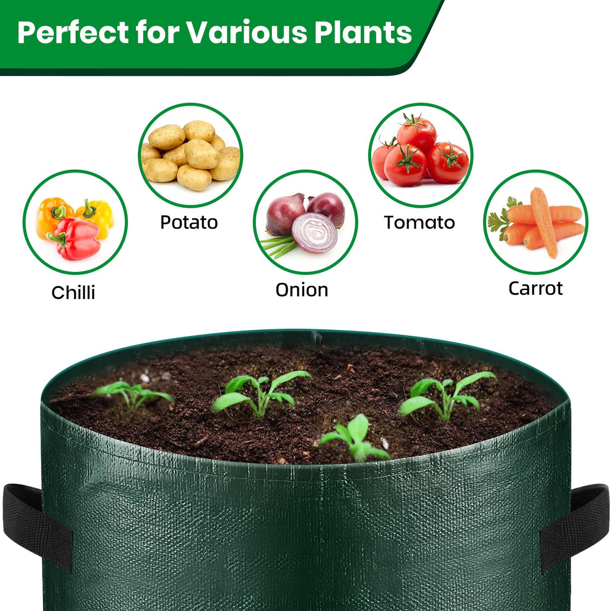 BIJOKETTEN grow bag shows drainage holes for moisture control.