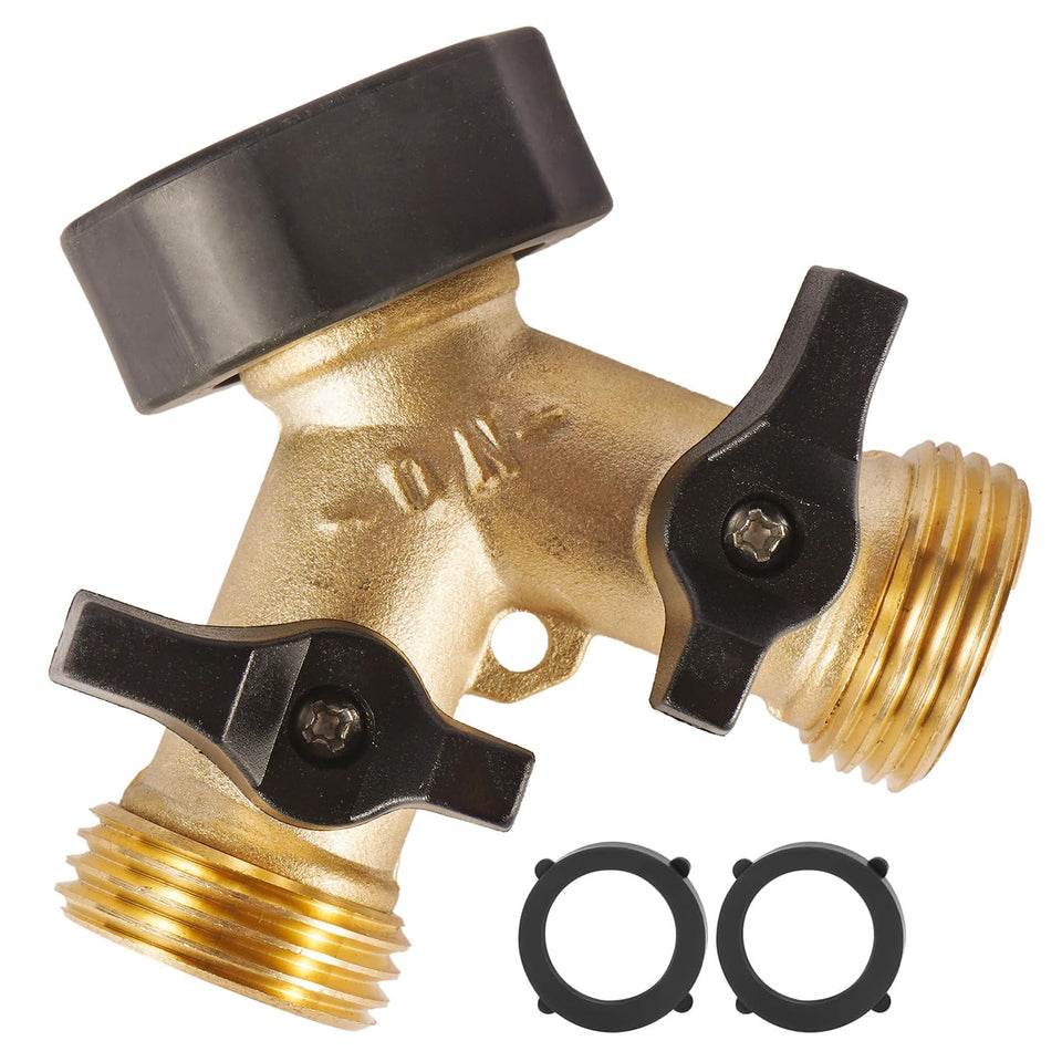 Bilal garden hose splitter brass body for durable, rust-resistant two-way watering.