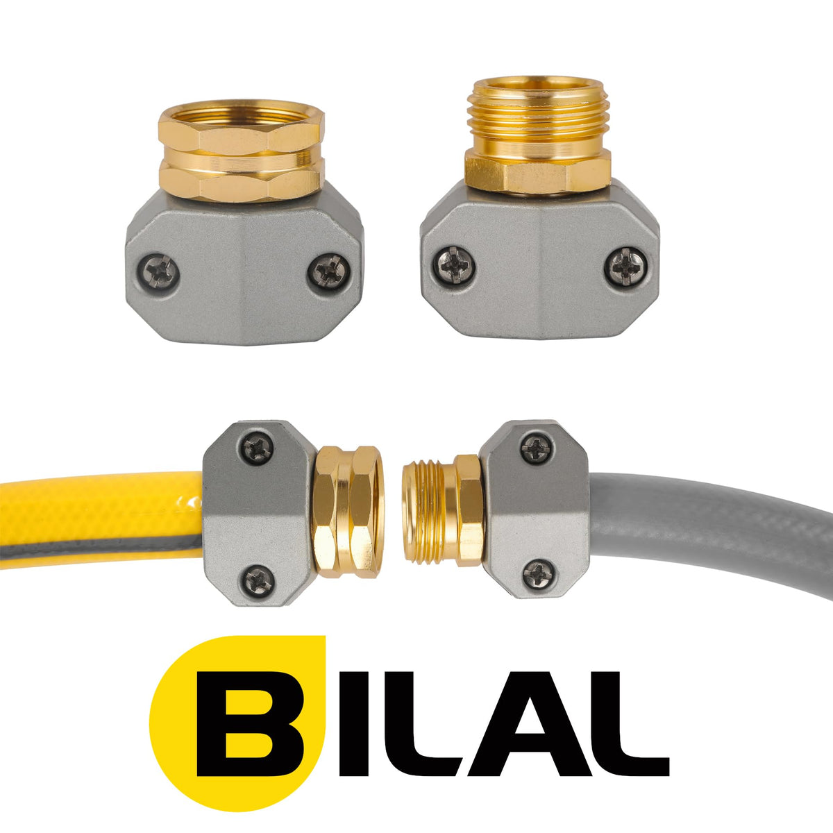 Bilal kit in use assembly demonstrates quick install on 5/8 inch and 3/4 inch hoses