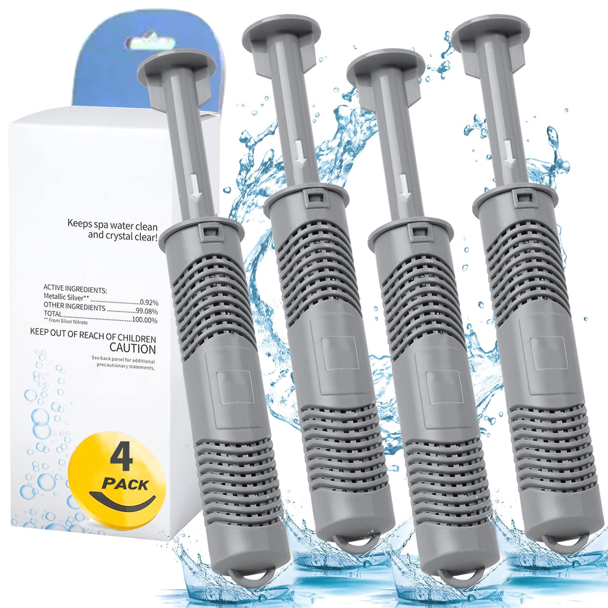 Bilinavy Spa Ag+ mineral stick grey releasing minerals into hot tub water