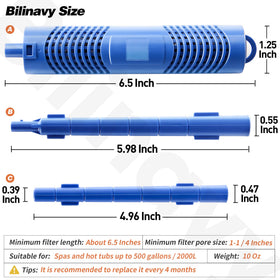 Bilinavy Spa mineral stick in blue filter promoting water clarity and mineral balance.