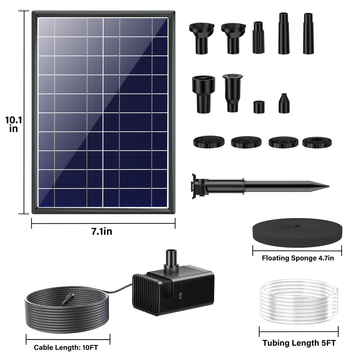 Biling 10V solar output powers stable fountain action in bright sun