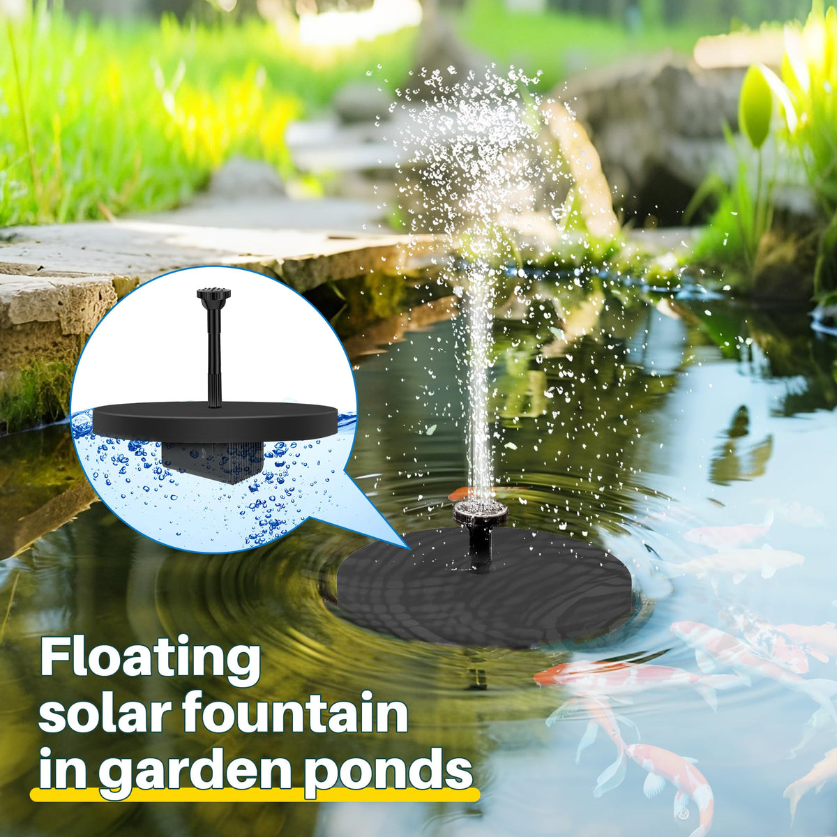 Biling fountain installs quickly in direct sunlight for immediate action