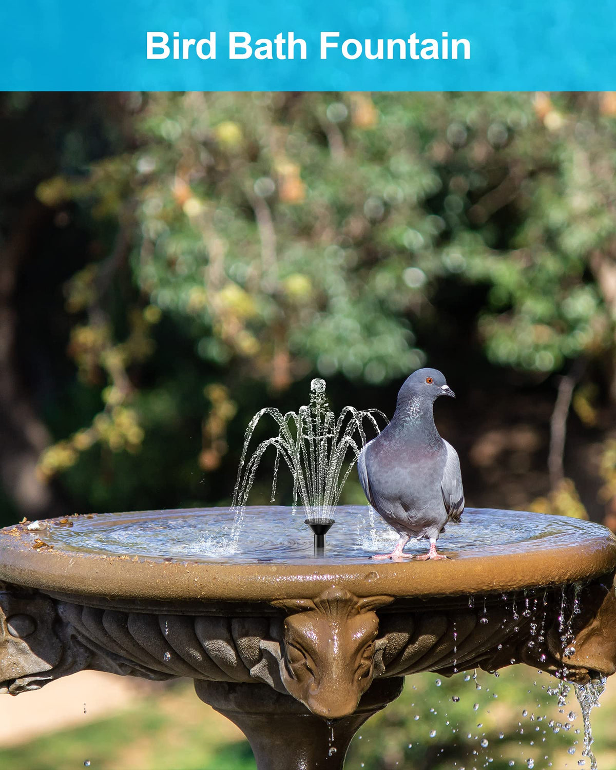 Biling solar fountain kit for ponds, bird baths, and pools in sun