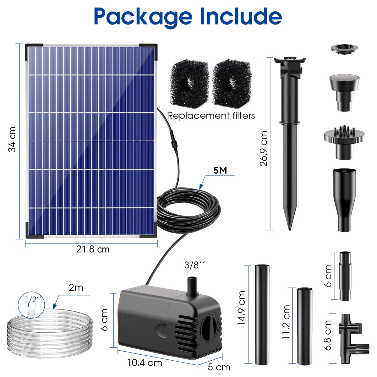 Biling solar fountain pump-dry-run protection helps prevent damage during low water.