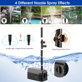 Biling solar fountain pump-flow-adjustment lets you tailor spray height for different basins.
