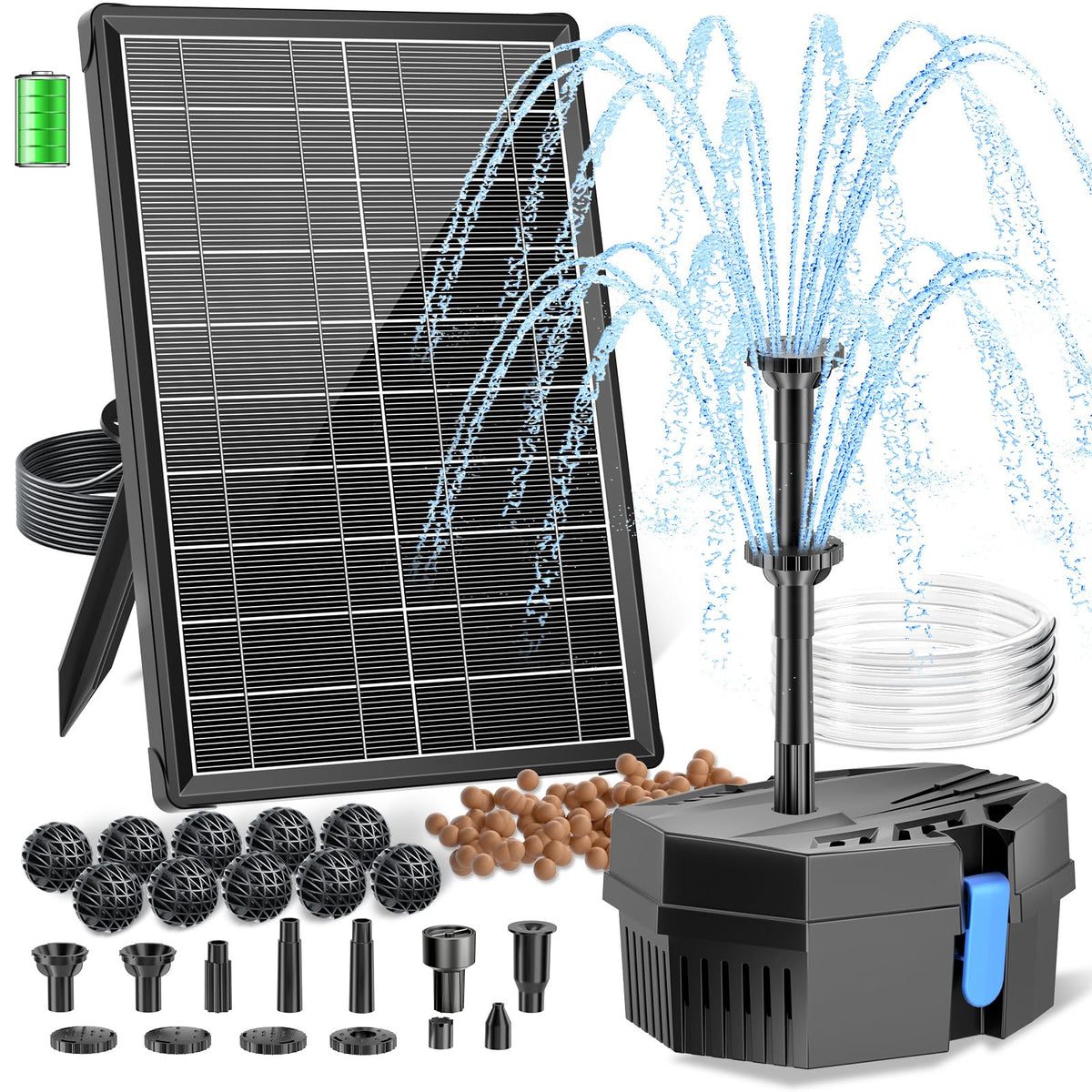 Biling Solar Pond Filter 8W pump powering a compact water feature