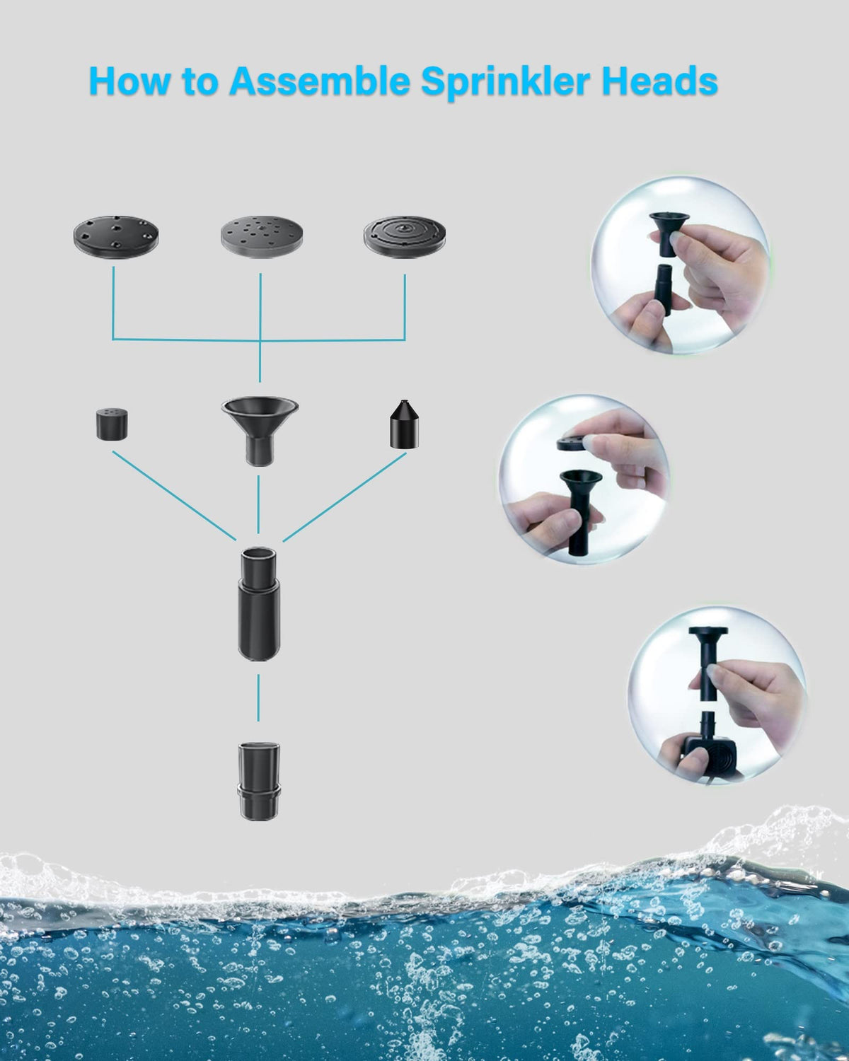 Biling outdoor kit includes pipe, pump, and sprinkler heads
